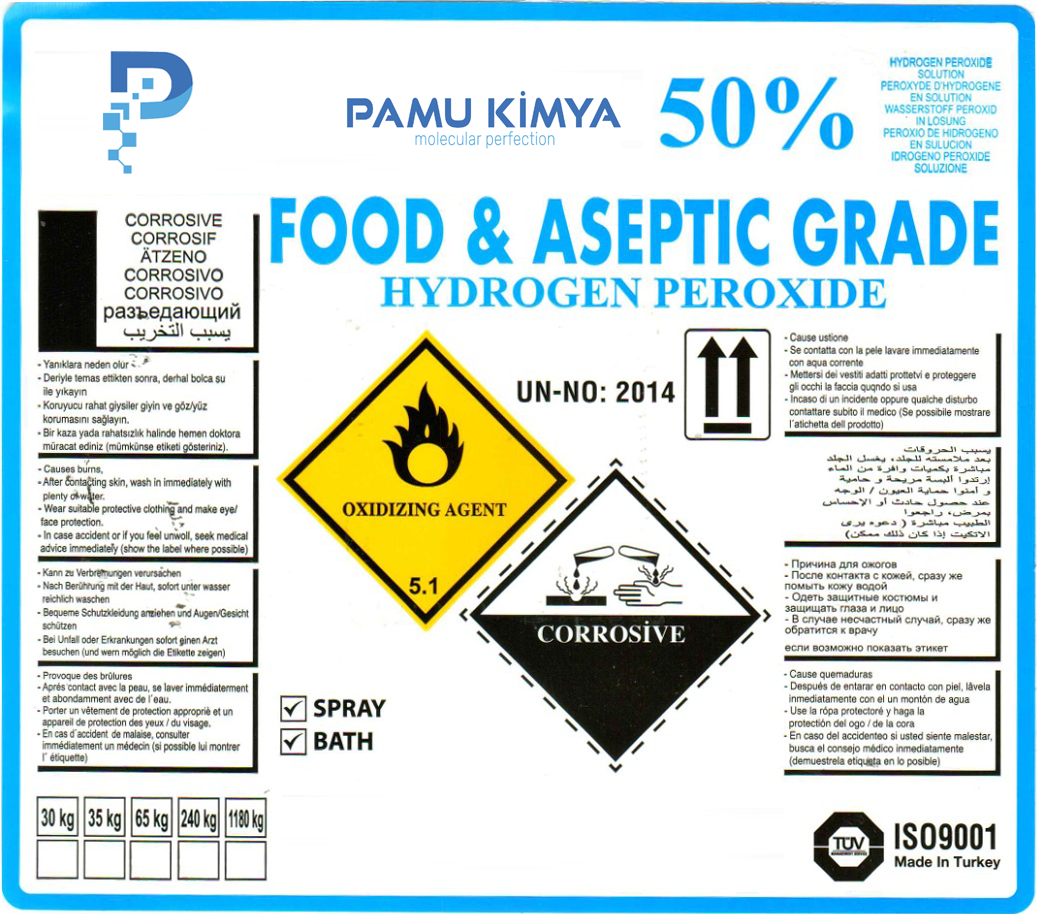 Hydrogen Peroxide 50% Food Grade 65 kg Drum 