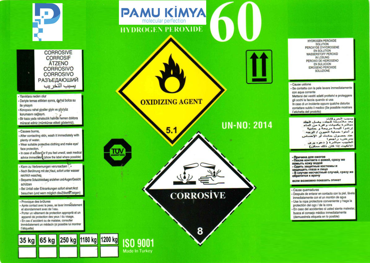 Hydrogen Peroxide 60% Technical Type 65 Kg Drum